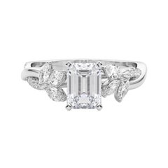 GIA zertifiziert 1.31ct Smaragd entwined Garten Blume Rebe Diamant-Ring
