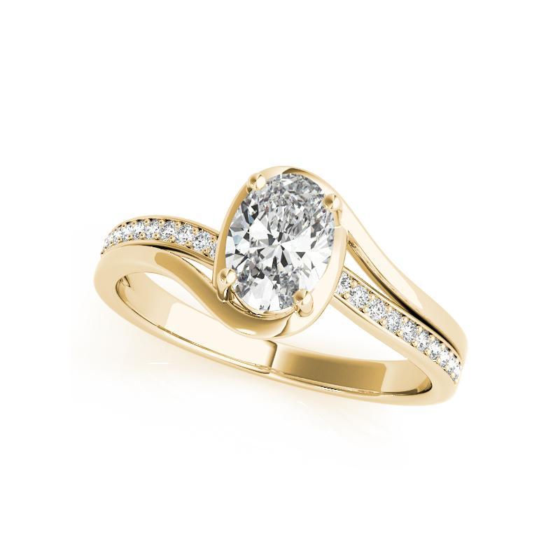 Taglio ovale GIA Certified 1.31ct Oval Curved Halo Split Band Pave Diamond Ring in vendita