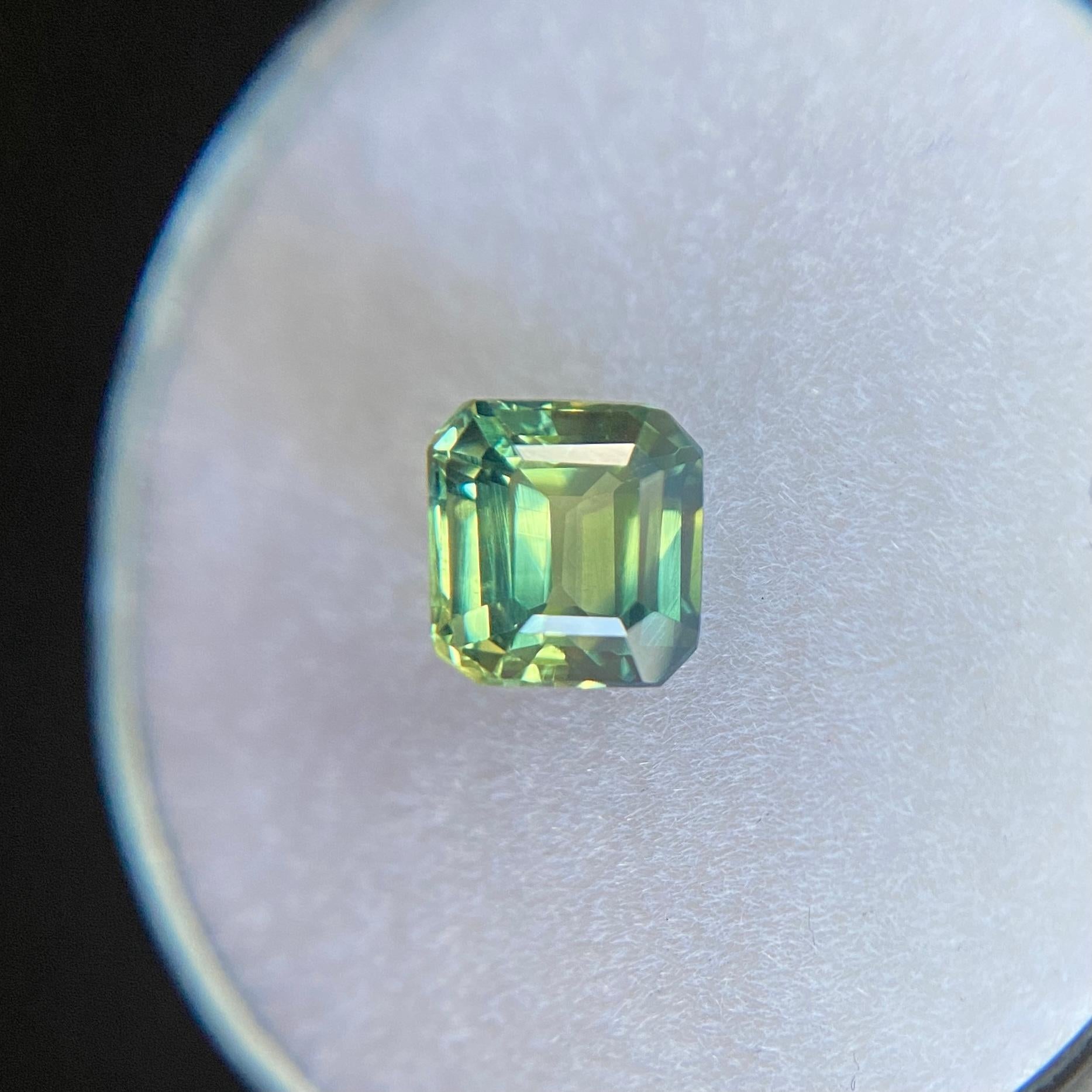 GIA Certified 1.31ct Parti Colour Sapphire Blue Yellow Untreated Emerald Cut Gem For Sale 3