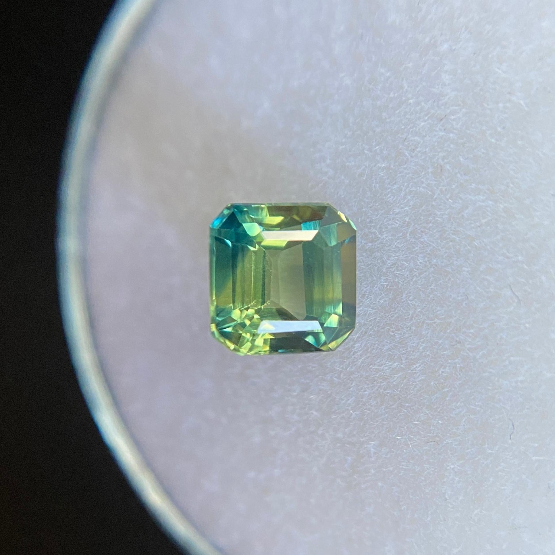 GIA Certified 1.31ct Parti Colour Sapphire Blue Yellow Untreated Emerald Cut Gem For Sale 4