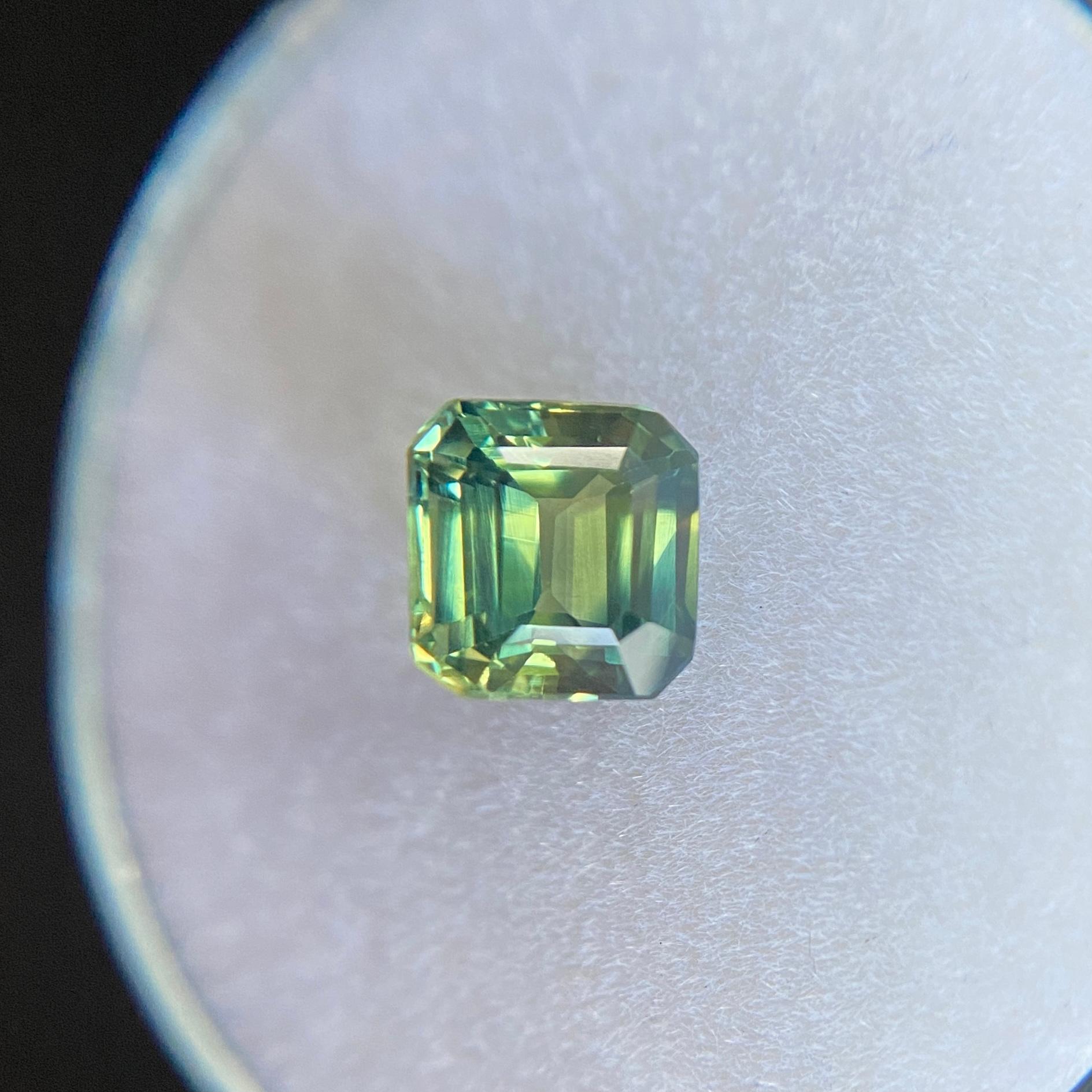 GIA Certified 1.31ct Parti Colour Sapphire Blue Yellow Untreated Emerald Cut Gem For Sale 5
