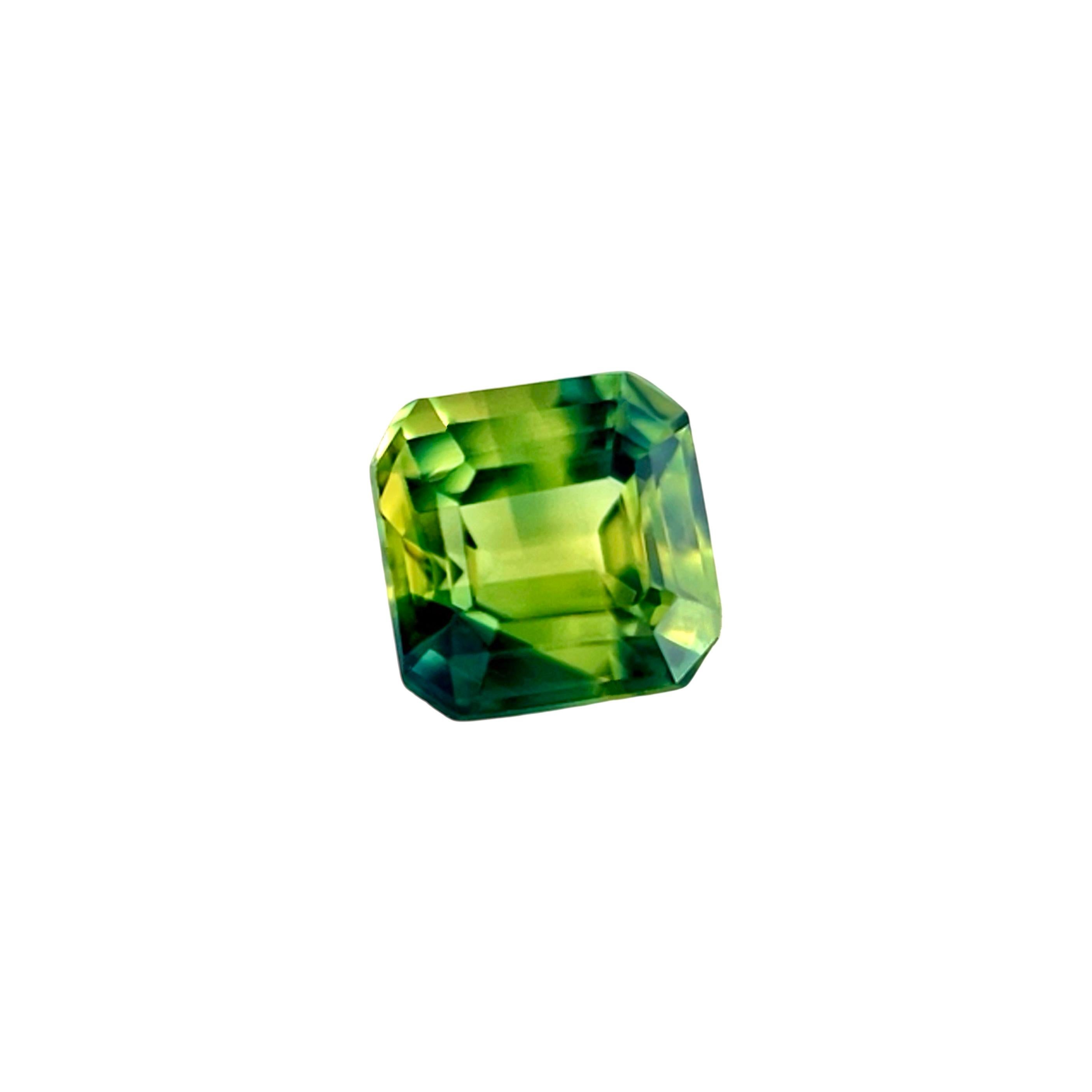 GIA Certificado 1.31ct Zafiro Color Parti Azul Amarillo Gema Talla Esmeralda Sin Tratar Corte esmeralda en venta