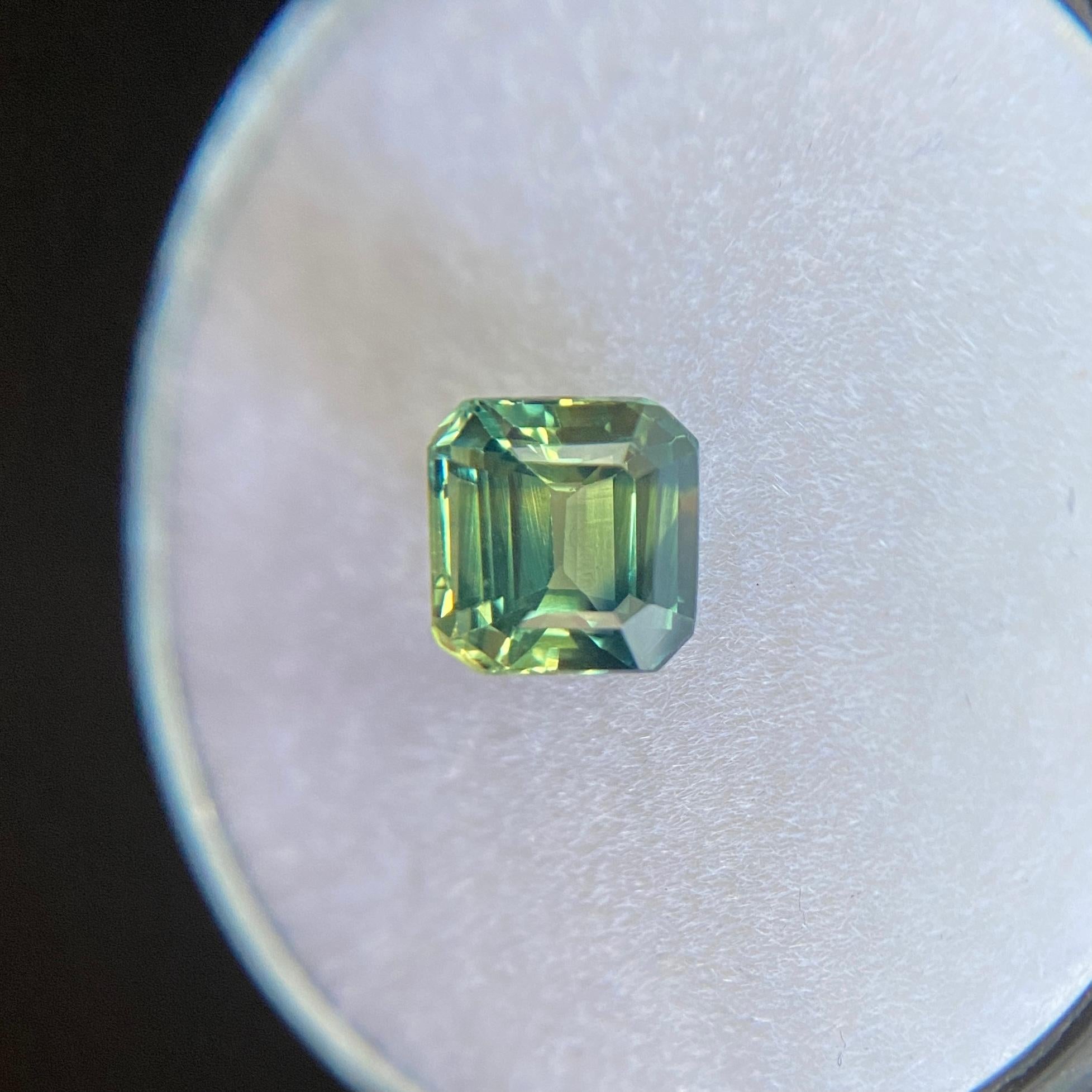 GIA Certified 1.31ct Parti Colour Sapphire Blue Yellow Untreated Emerald Cut Gem For Sale 1