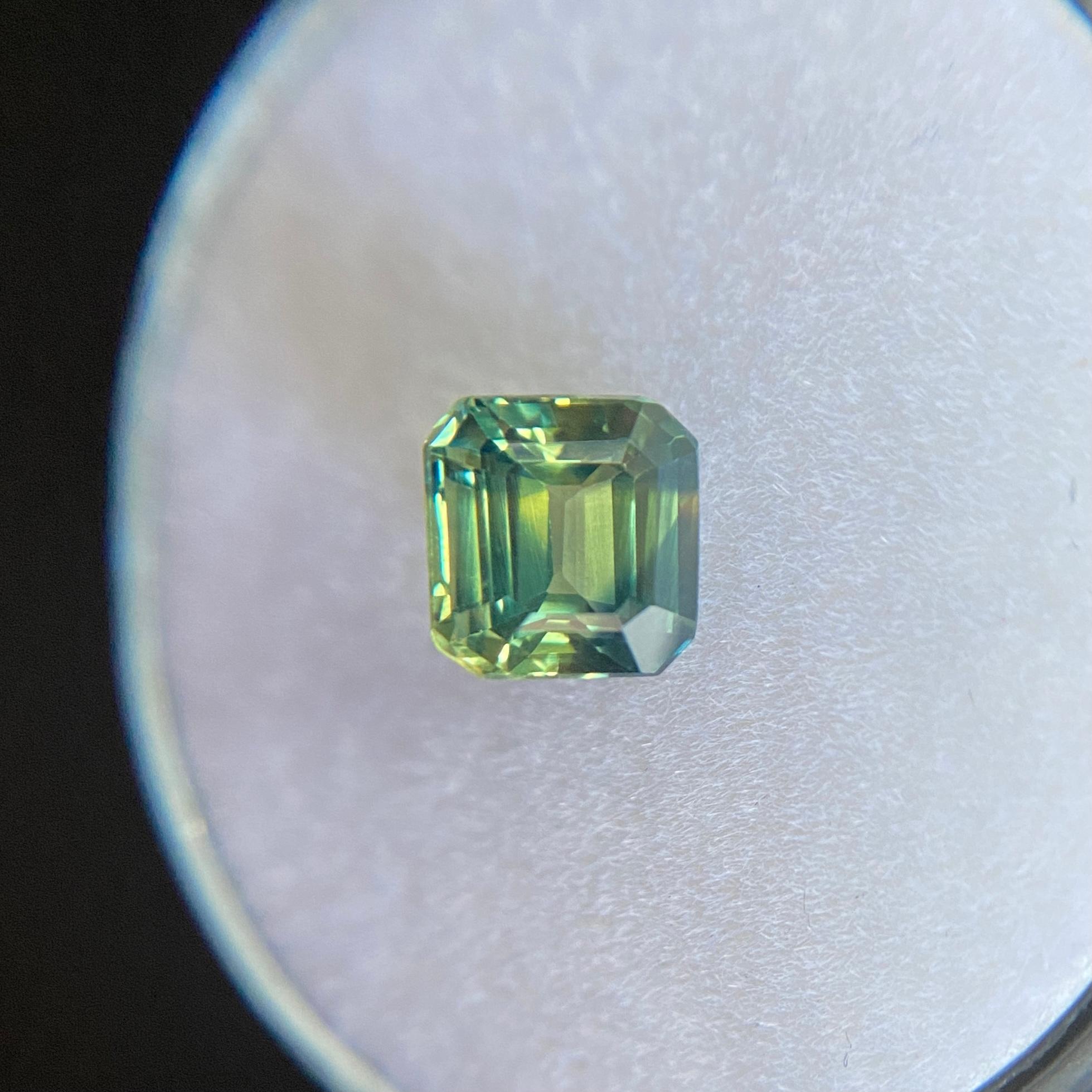 GIA Certified 1.31ct Parti Colour Sapphire Blue Yellow Untreated Emerald Cut Gem For Sale 2