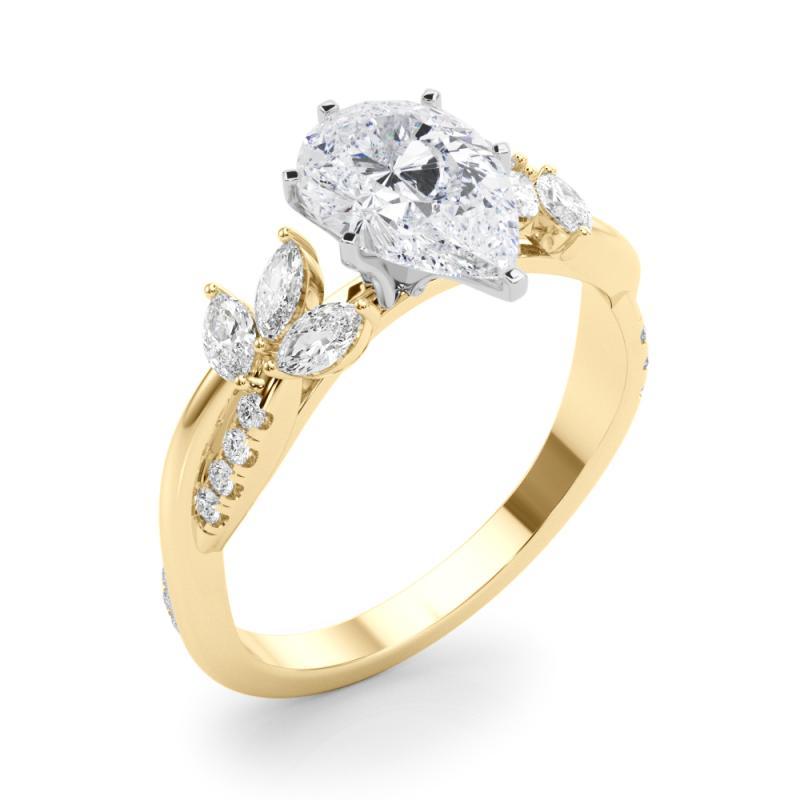 Donna Anello con diamante GIA certificato 1.31ct Pear Entwined Garden Flower Vine in vendita