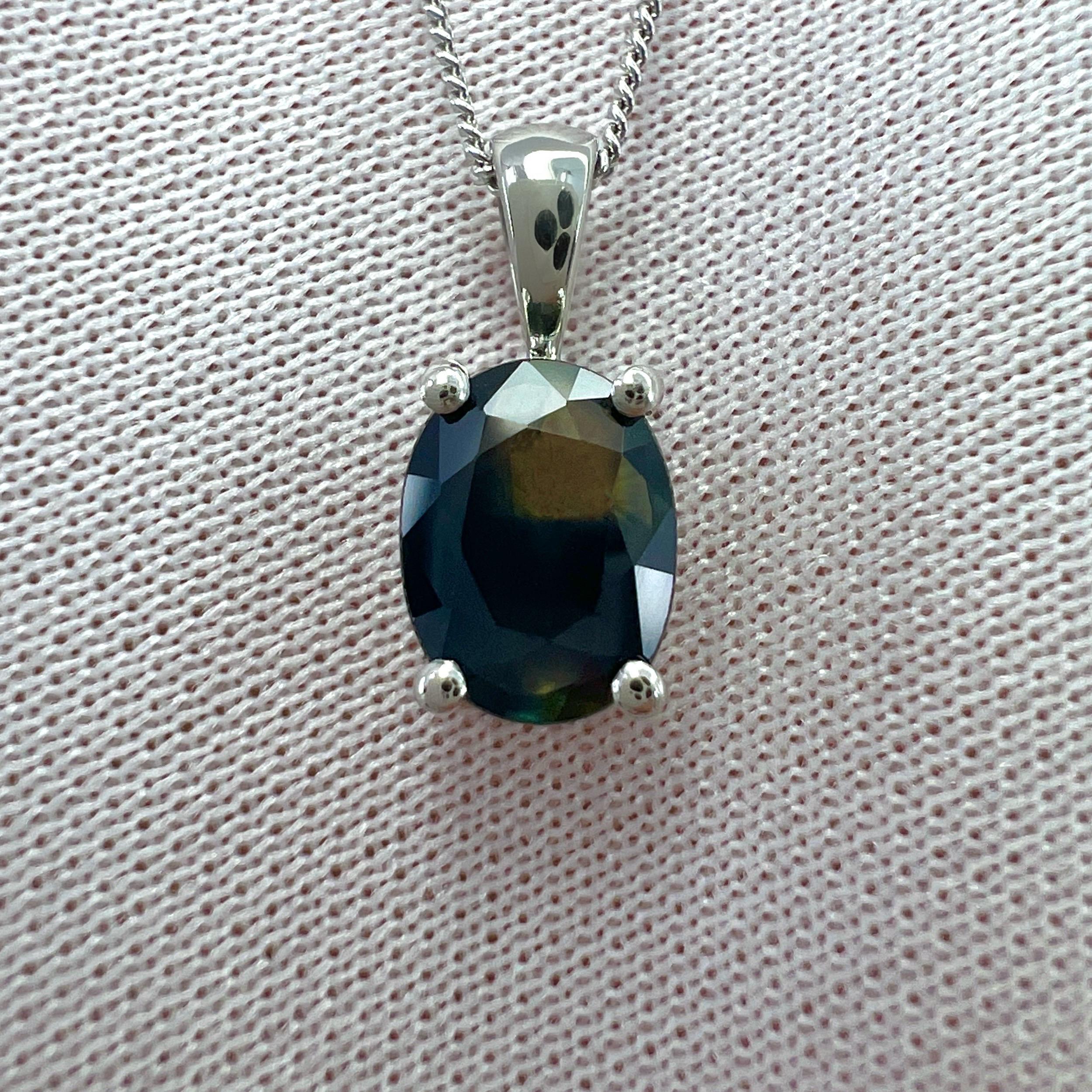 Unique Natural Yellow Blue Parti Colour Sapphire 950 Platinum Pendant Necklace.

GIA Certified 1.31 Carat sapphire with a unique green yellow blue parti colour split. Rare and stunning to see.
This sapphire also has very good clarity. A clean stone