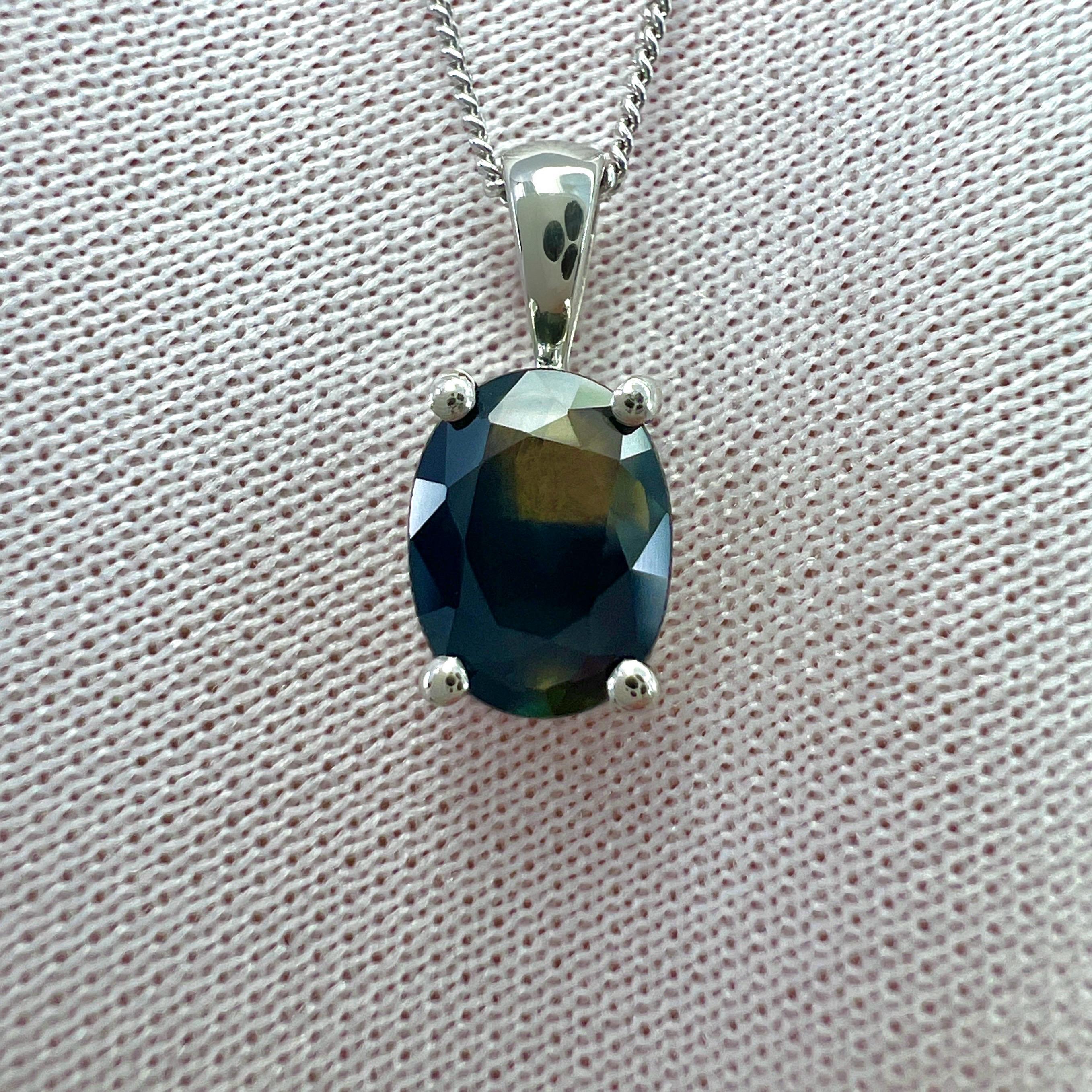Women's or Men's GIA Certified 1.31ct Untreated Bi Colour Sapphire Oval Cut Platinum Pendant