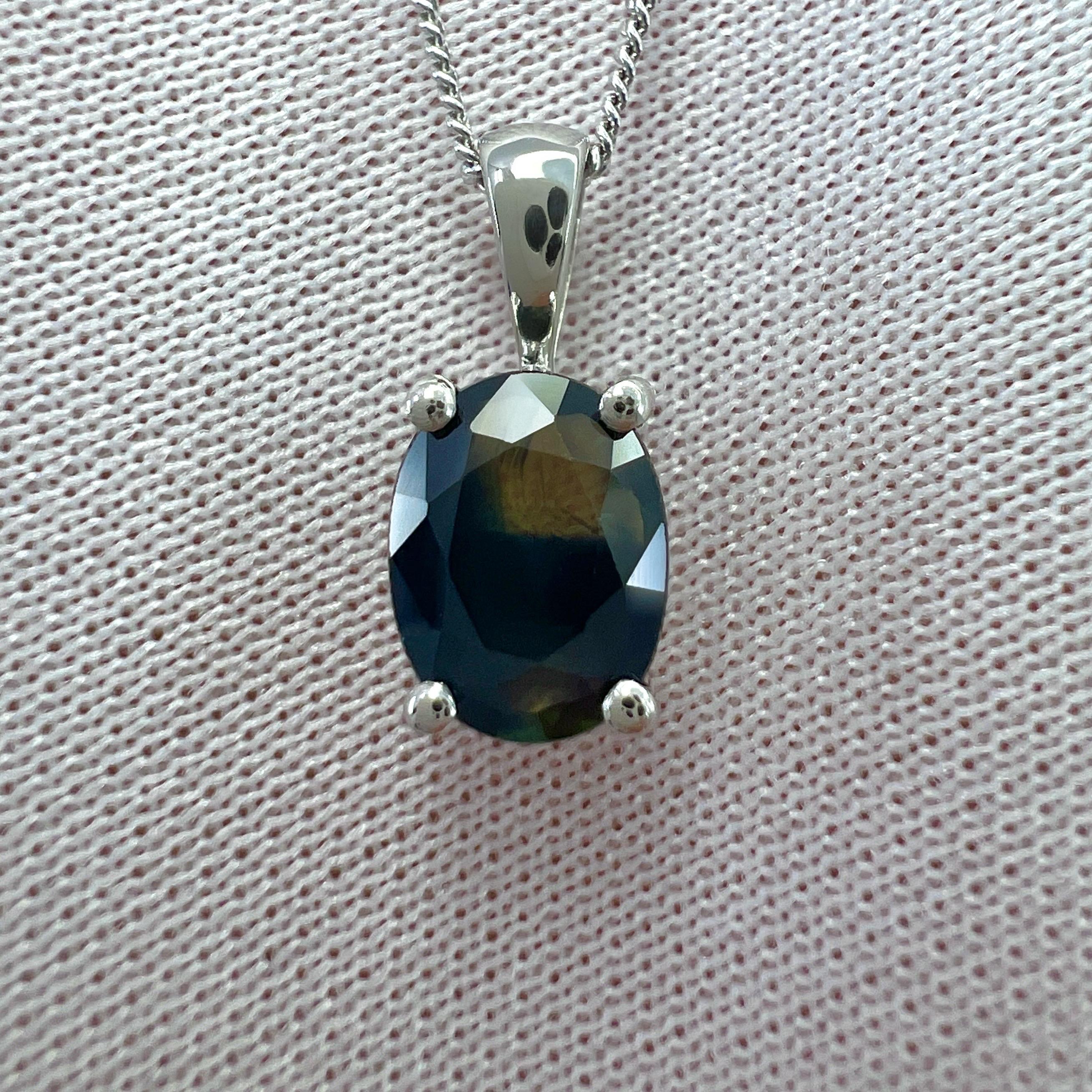 GIA Certified 1.31ct Untreated Bi Colour Sapphire Oval Cut Platinum Pendant 1