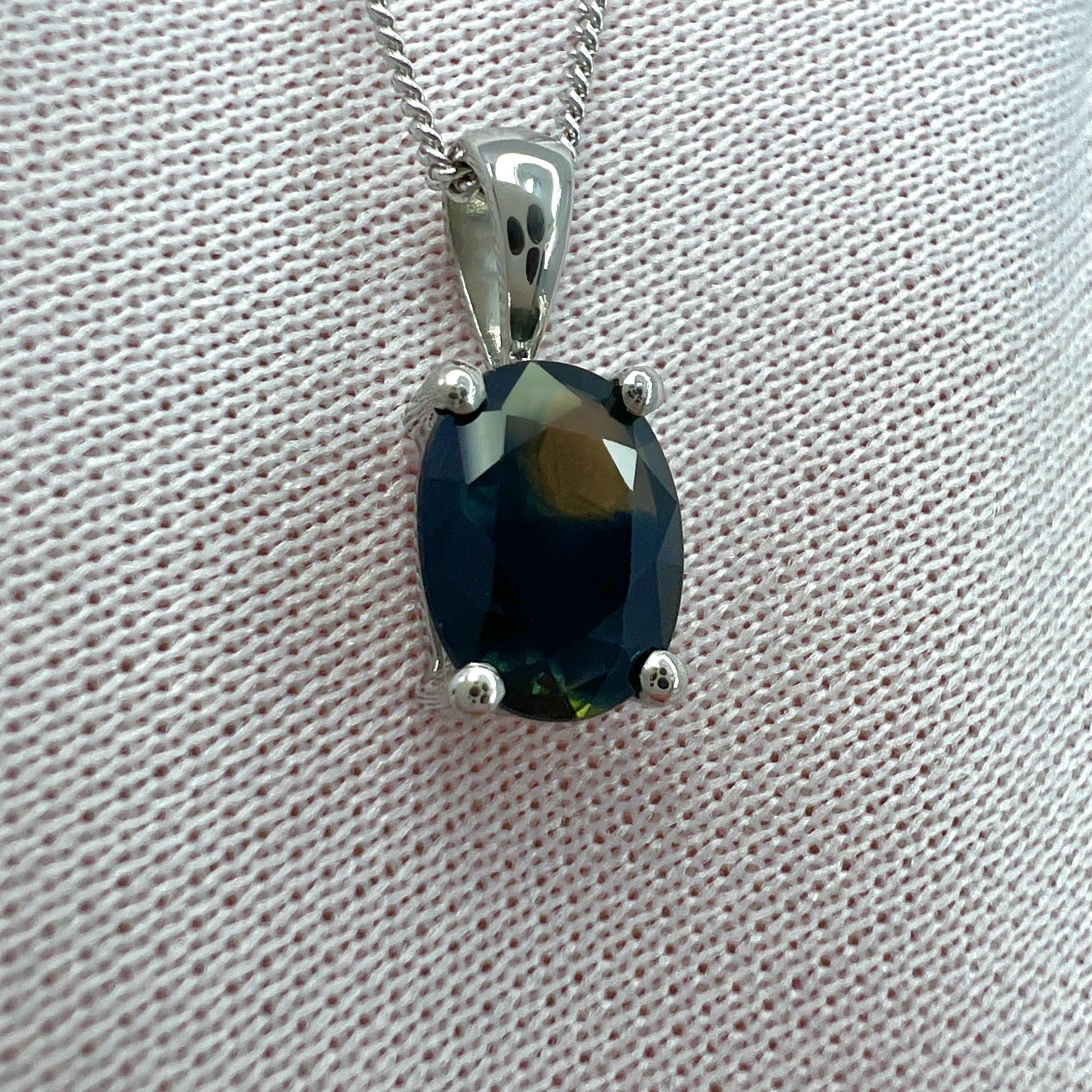 GIA Certified 1.31ct Untreated Bi Colour Sapphire Oval Cut Platinum Pendant 3