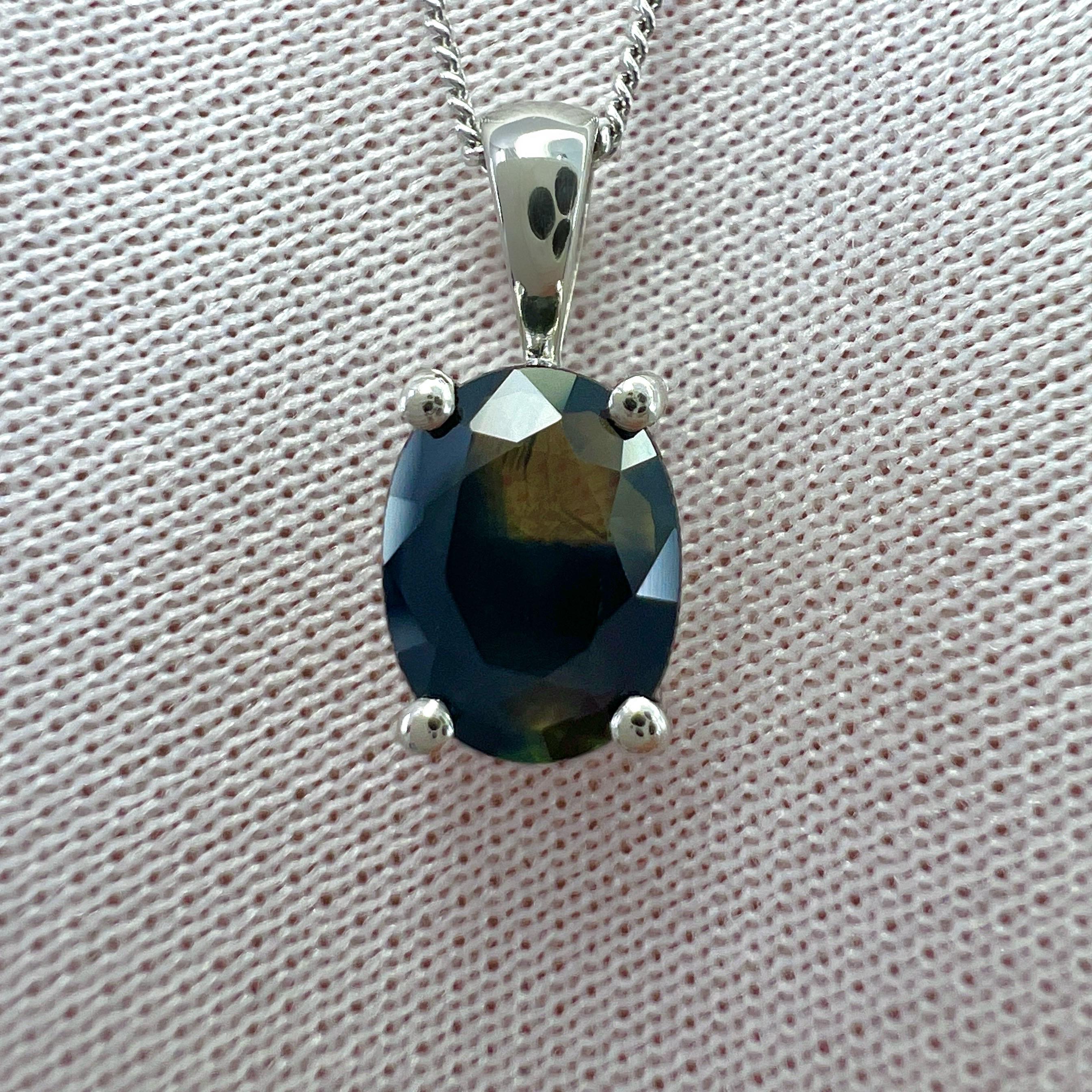 GIA Certified 1.31ct Untreated Bi Colour Sapphire Oval Cut Platinum Pendant 5