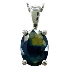 GIA Certified 1.31ct Untreated Bi Colour Sapphire Oval Cut Platinum Pendant