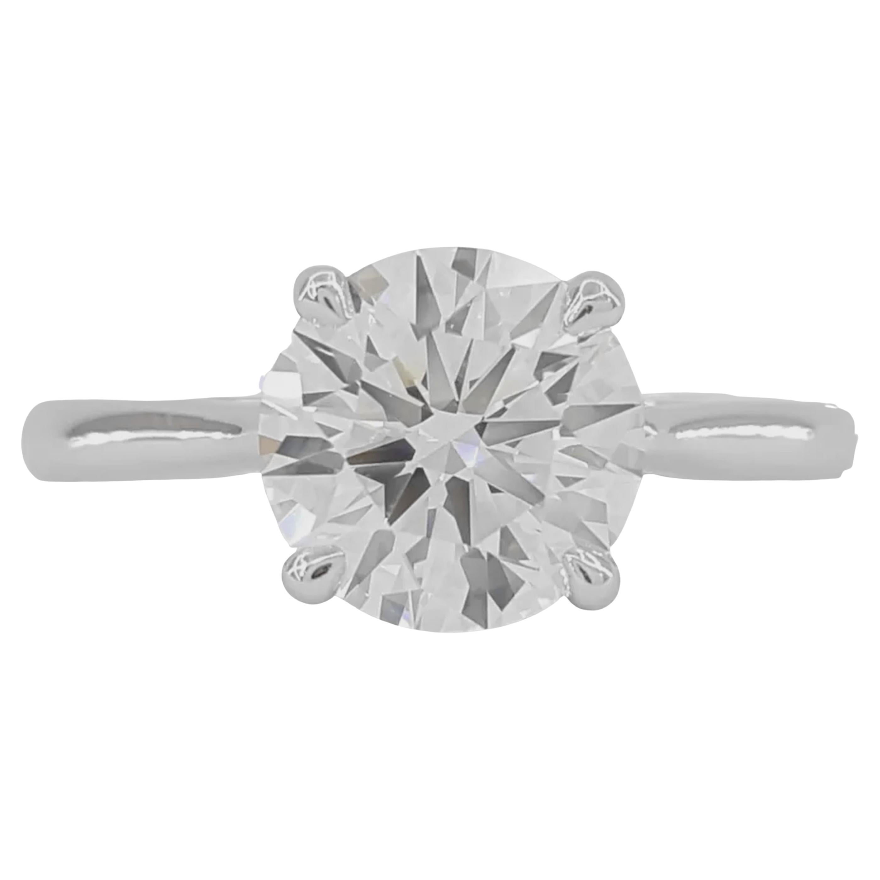 Round Cut GIA Certified 1.32 Brilliant Cut Diamond Platinum Ring FLAWLESS CLARITY For Sale