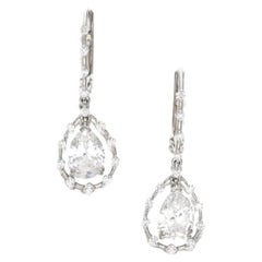 GIA Certified 1.32 Cts and 1.26 Cts Platinum and Diamond Drop Earrings 