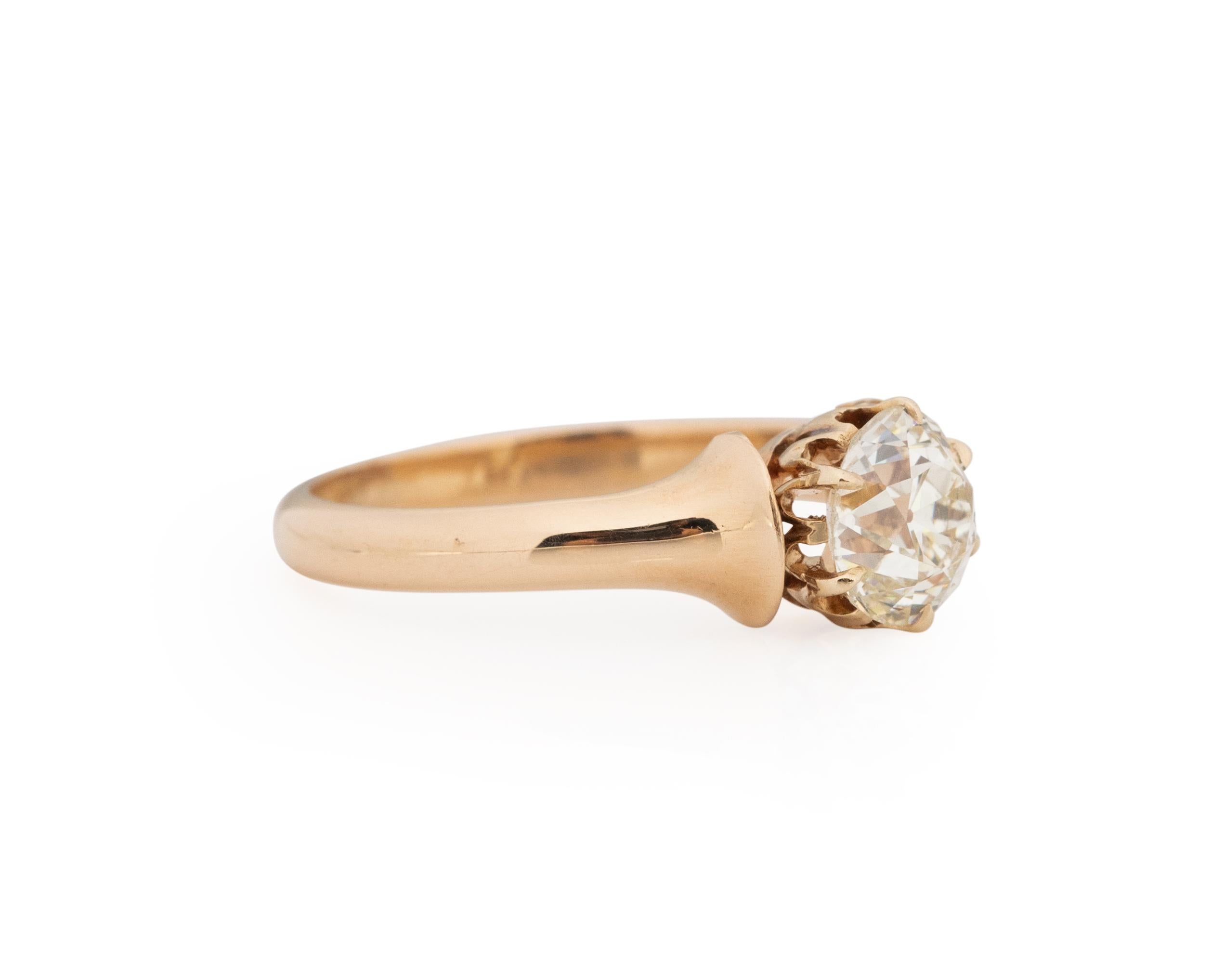 Taille de l'anneau : 6.75
Type de métal : or jaune 14 carats [poinçonné et testé]
Poids : 3,0 grammes

Détails du diamant central :
RAPPORT GIA N° : 22223071129
Poids : 1.32carat
Coupe : Vieux brillant européen
Couleur : M
Clarté : VS1
Mesures :