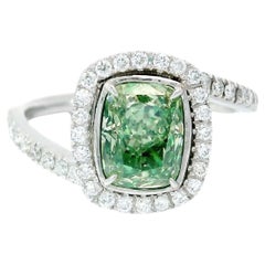 GIA Certified 1.32 Carat Fancy Brownish Greenish Yellow VS2 Clarity Diamond Ring