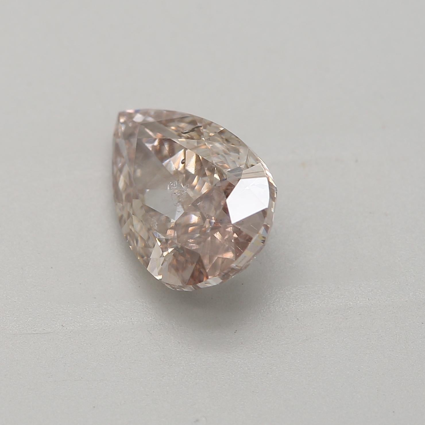 Pear Cut GIA Certified 1.32 Carat Fancy Pink Brown I1 Clarity Diamond For Sale