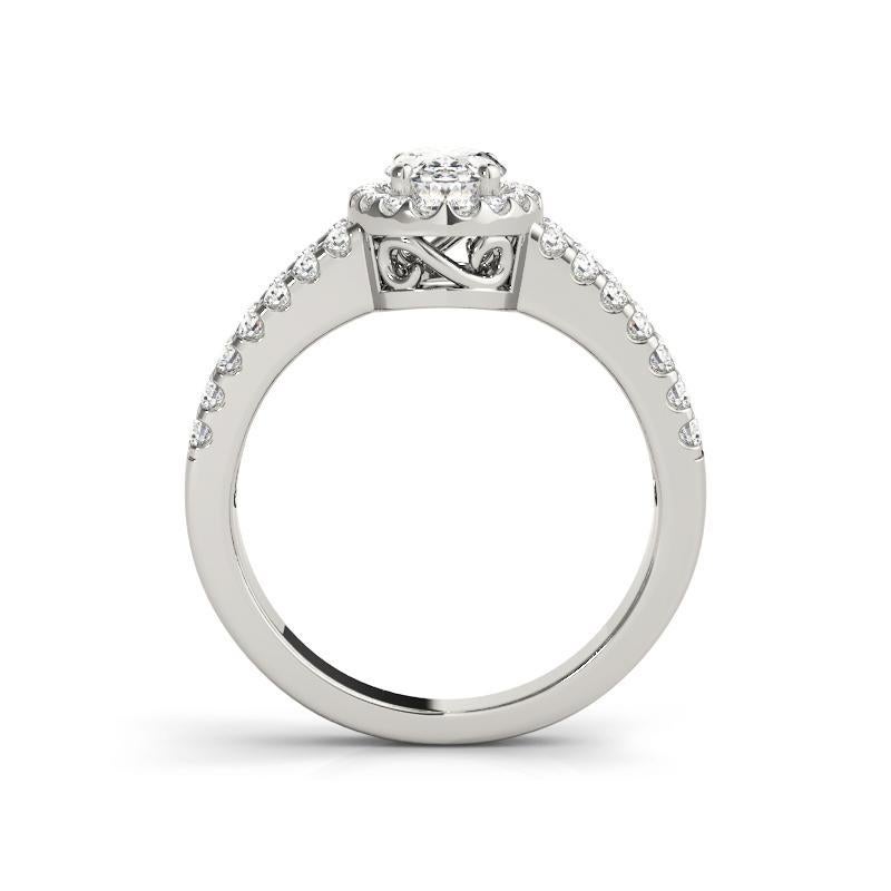 Taille ovale Bague en platine avec diamant certifié GIA 1.32 carat Halo Oval Filigree Split Shank en vente