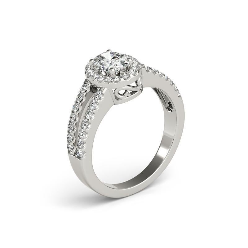 Bague en platine avec diamant certifié GIA 1.32 carat Halo Oval Filigree Split Shank Neuf - En vente à New York, NY