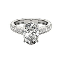 Anello in platino con diamante ovale antico inciso a grana fine certificato GIA da 1.32 carati