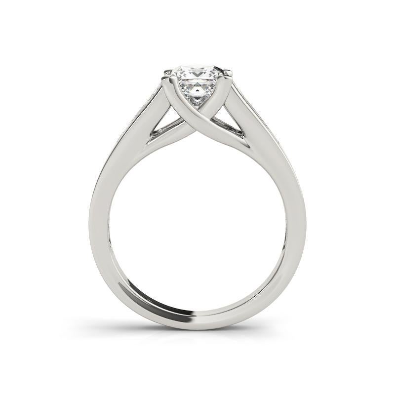Bague diamant cathédrale certifié GIA 1.32 carat Princess Channel Neuf - En vente à New York, NY