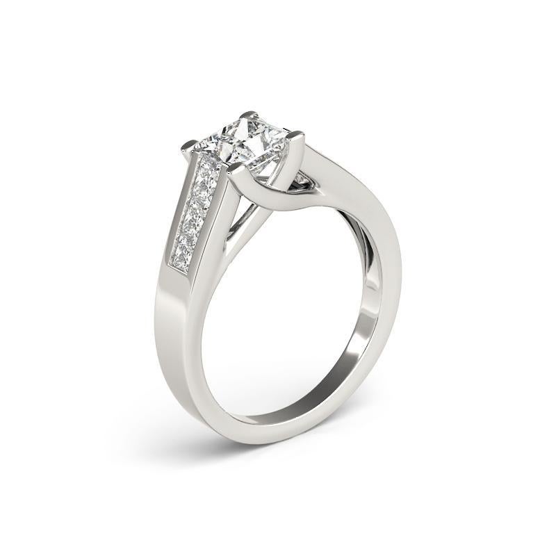 Bague diamant cathédrale certifié GIA 1.32 carat Princess Channel Pour femmes en vente