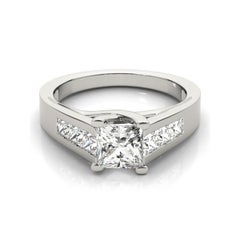 Bague diamant cathédrale certifié GIA 1.32 carat Princess Channel