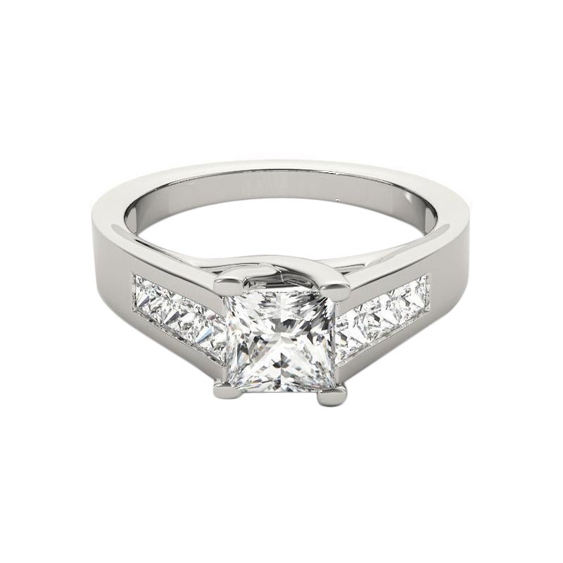 GIA Certified 1.32 Carat Princess Channel Cathedral Diamond Ring