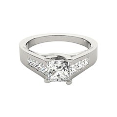 GIA Certified 1.32 Carat Princess Channel Cathedral Diamond Ring