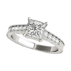 GIA zertifiziert 1.32 Karat Prinzessin Doppel Korb Vintage Diamantring
