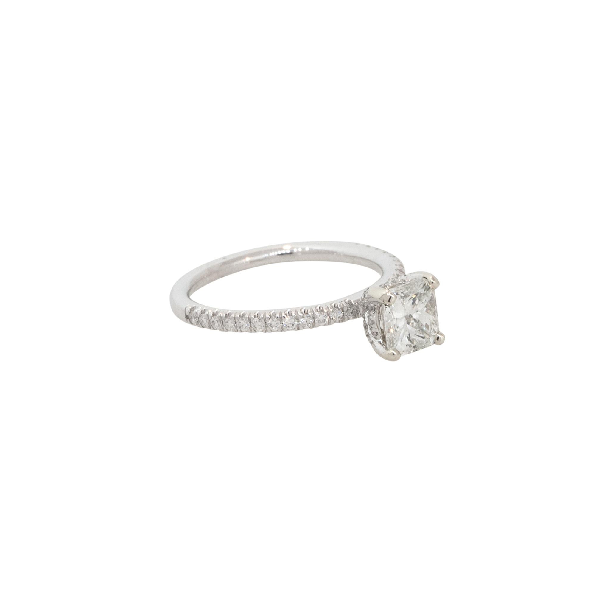 Princess Cut GIA Certified 1.32 Carat Radiant Cut Diamond Engagement Ring 14 Karat In Stock For Sale