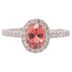 Anello con diamante e zaffiro arancione del Madagascar da 1,32 carati, non trattato termicamente, certificato GIA
