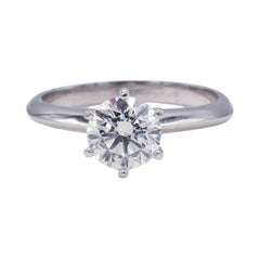 GIA Certified 1.32 F SI1 Round Diamond Platinum Solitaire Engagement Ring