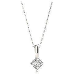 GIA Certified 1.32 Princess Diamond Kite Set White Gold Pendant Necklace
