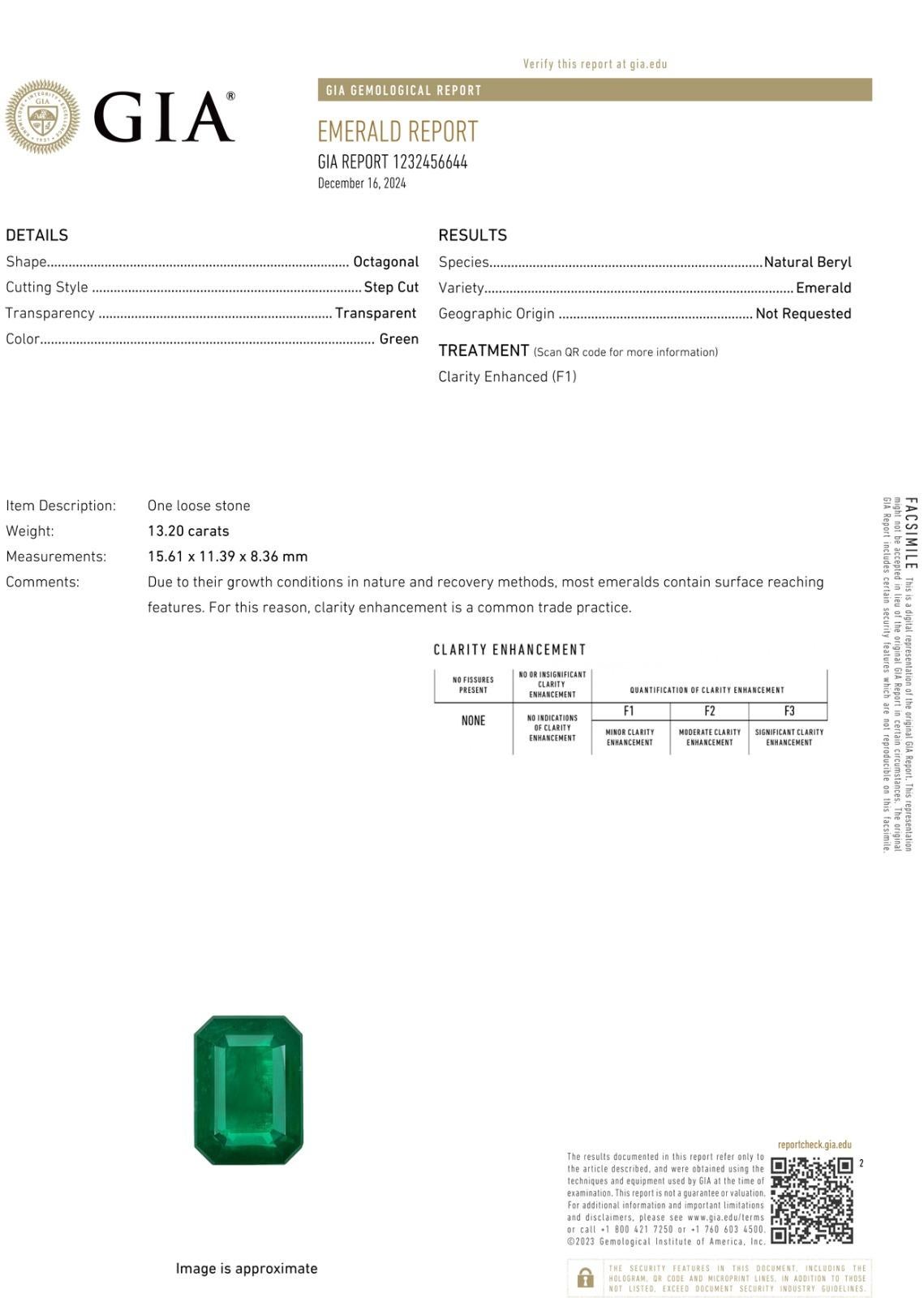 Emerald Cut GIA Certified 13.20 Carat Emerald and Diamond Platinum Ring For Sale