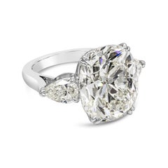 GIA Certified 13.23 Carats Cushion Cut Diamond Three-Stone Engagement Ring