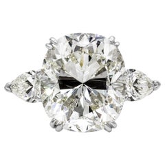 Roman Malakov GIA Certified 13.23 Carat Cushion Cut Diamond Three-Stone Ring