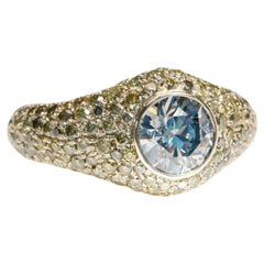 Diamante gris oscuro de fantasía con certificado GIA de 1,32 ct en mango de oro blanco de 18k