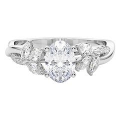 Bague en diamant certifié GIA 1.32ct ovale entrelacé Garden Flower Vine