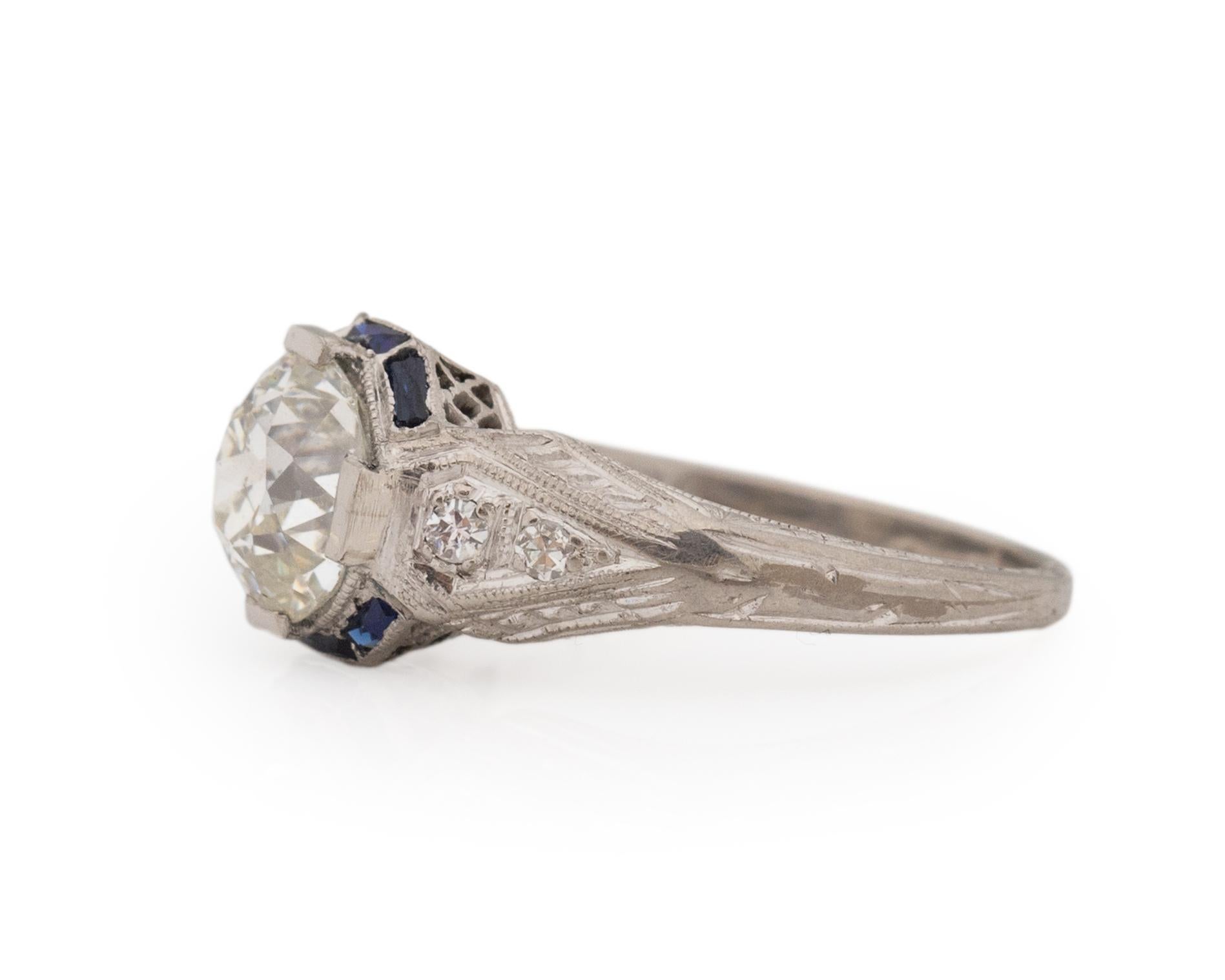 Old European Cut GIA Certified 1.33 Carat Art Deco Diamond Platinum Engagement Ring For Sale
