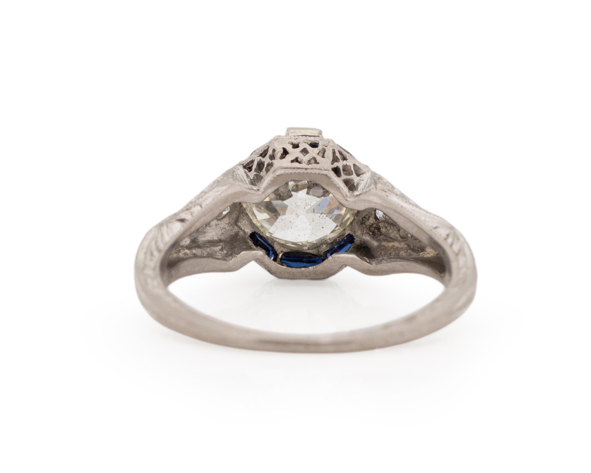 GIA Certified 1.33 Carat Art Deco Diamond Platinum Engagement Ring In Good Condition For Sale In Atlanta, GA