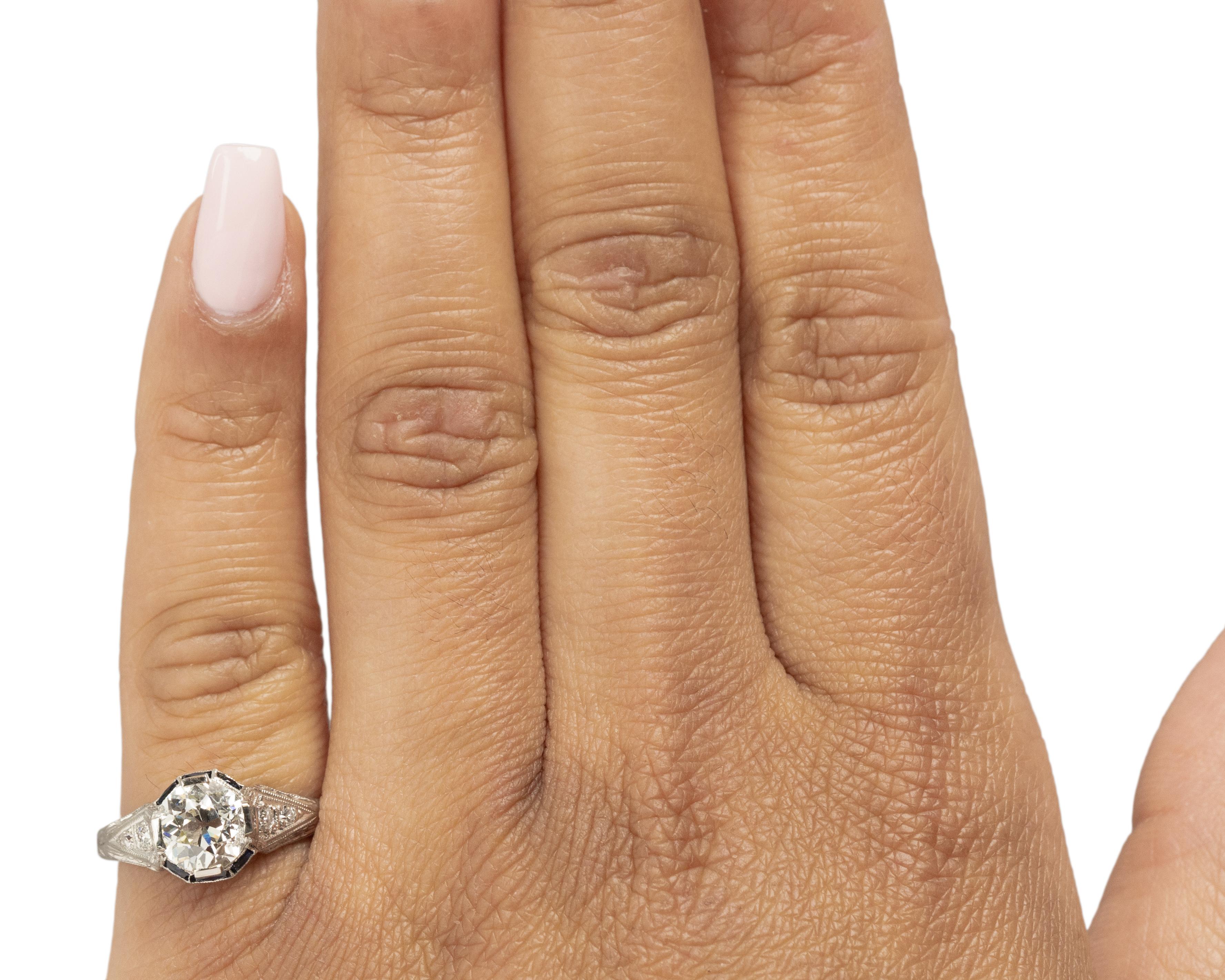 Bague de fiançailles Art déco en platine avec diamants de 1,33 carat certifiés GIA Pour femmes en vente