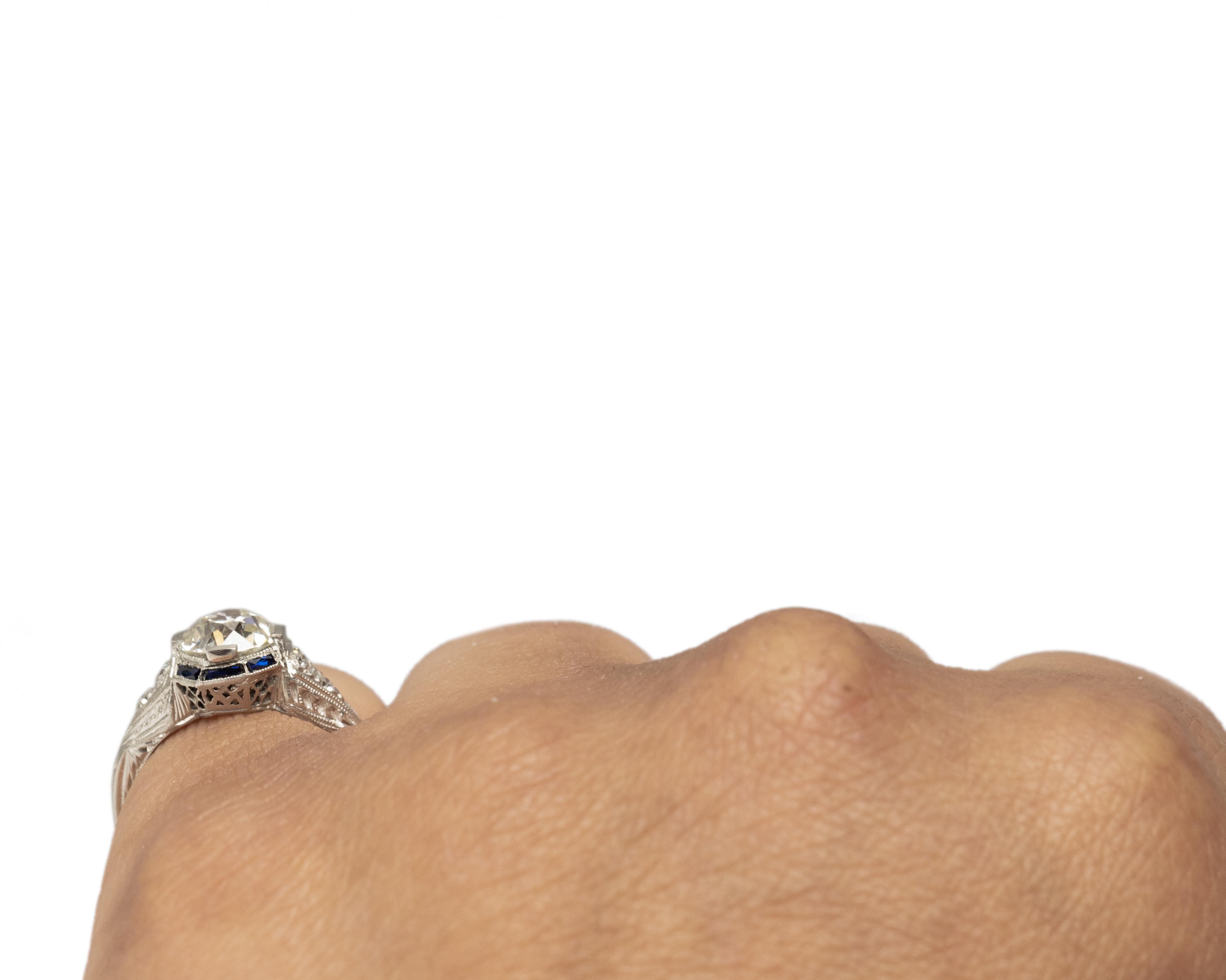GIA Certified 1.33 Carat Art Deco Diamond Platinum Engagement Ring For Sale 1