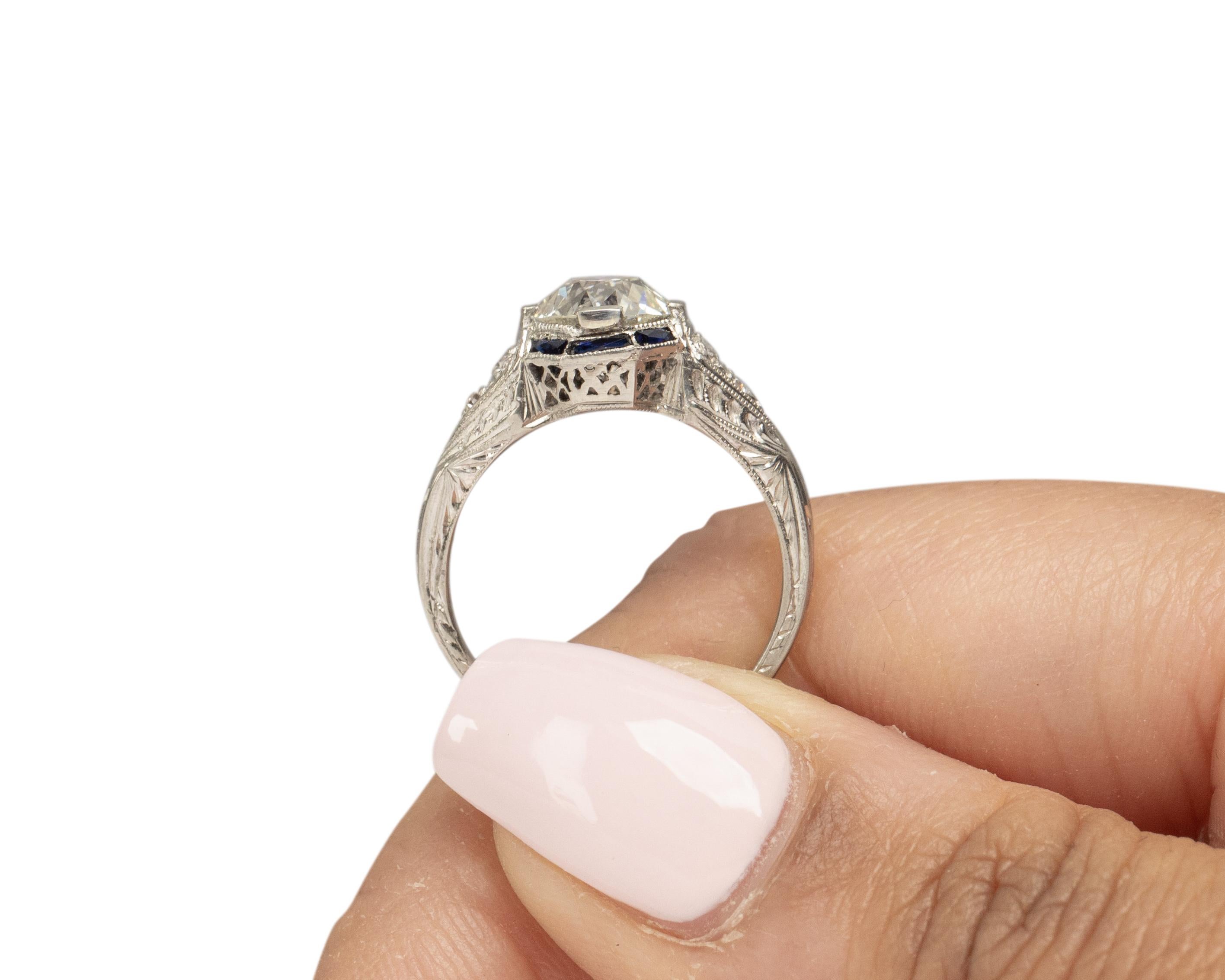 GIA Certified 1.33 Carat Art Deco Diamond Platinum Engagement Ring For Sale 3