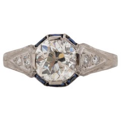 Vintage GIA Certified 1.33 Carat Art Deco Diamond Platinum Engagement Ring