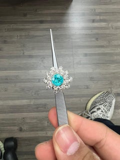 GIA Certified 1.33 Carat Brazilian Paraiba Tourmaline Diamond Cocktail Ring RARE
