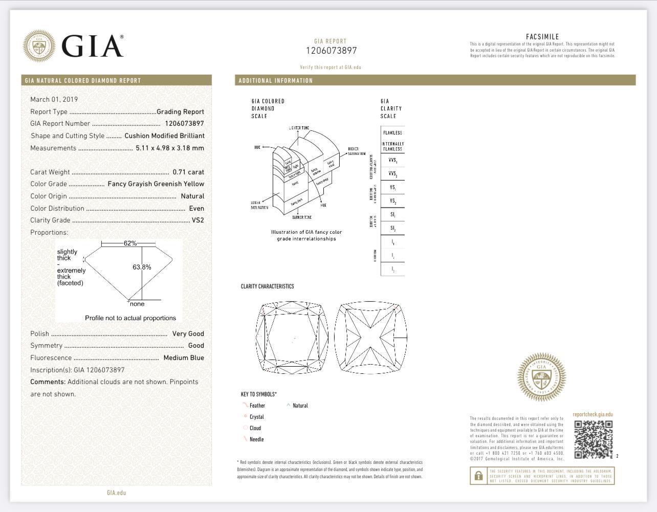Cushion Cut GIA Certified 1.33 Carat Diamond Cocktail Ring  For Sale