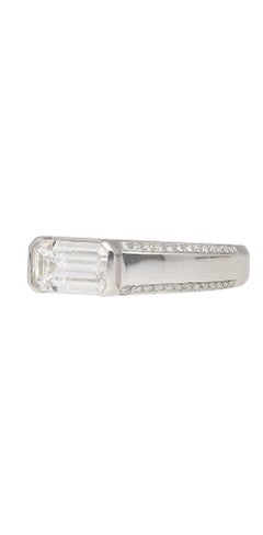 GIA Certified 1.33 Carat Emerald Cut D/VVS2 Diamond East West Band Ring
