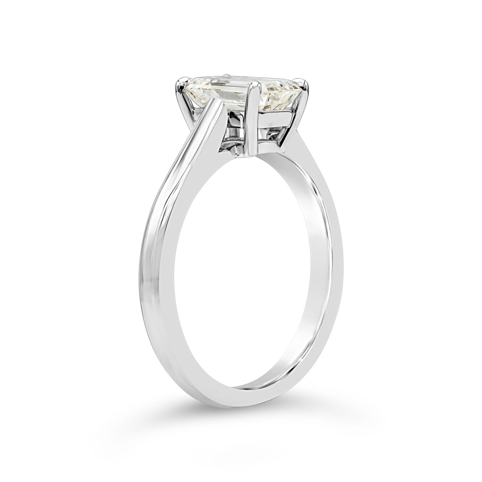 Contemporary GIA Certified 1.33 Carat Emerald Cut Diamond Solitaire Engagement Ring