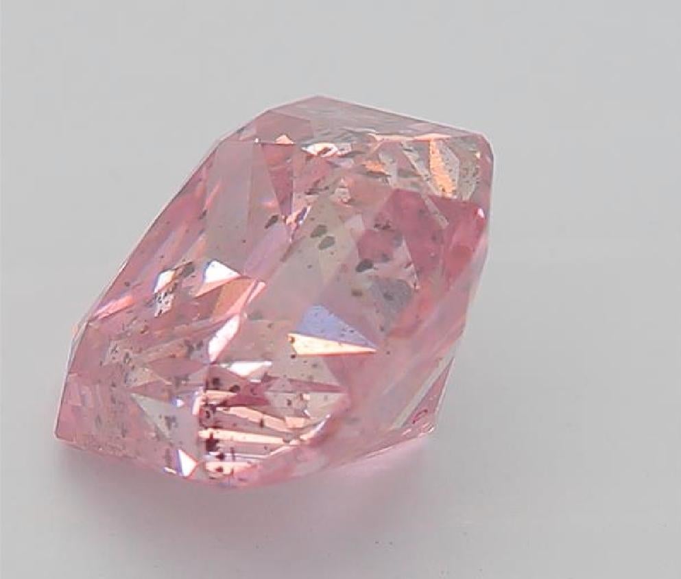 Radiant Cut GIA Certified 1.33 Carat Fancy Intense Pink Purple I1 Clarity Diamond For Sale