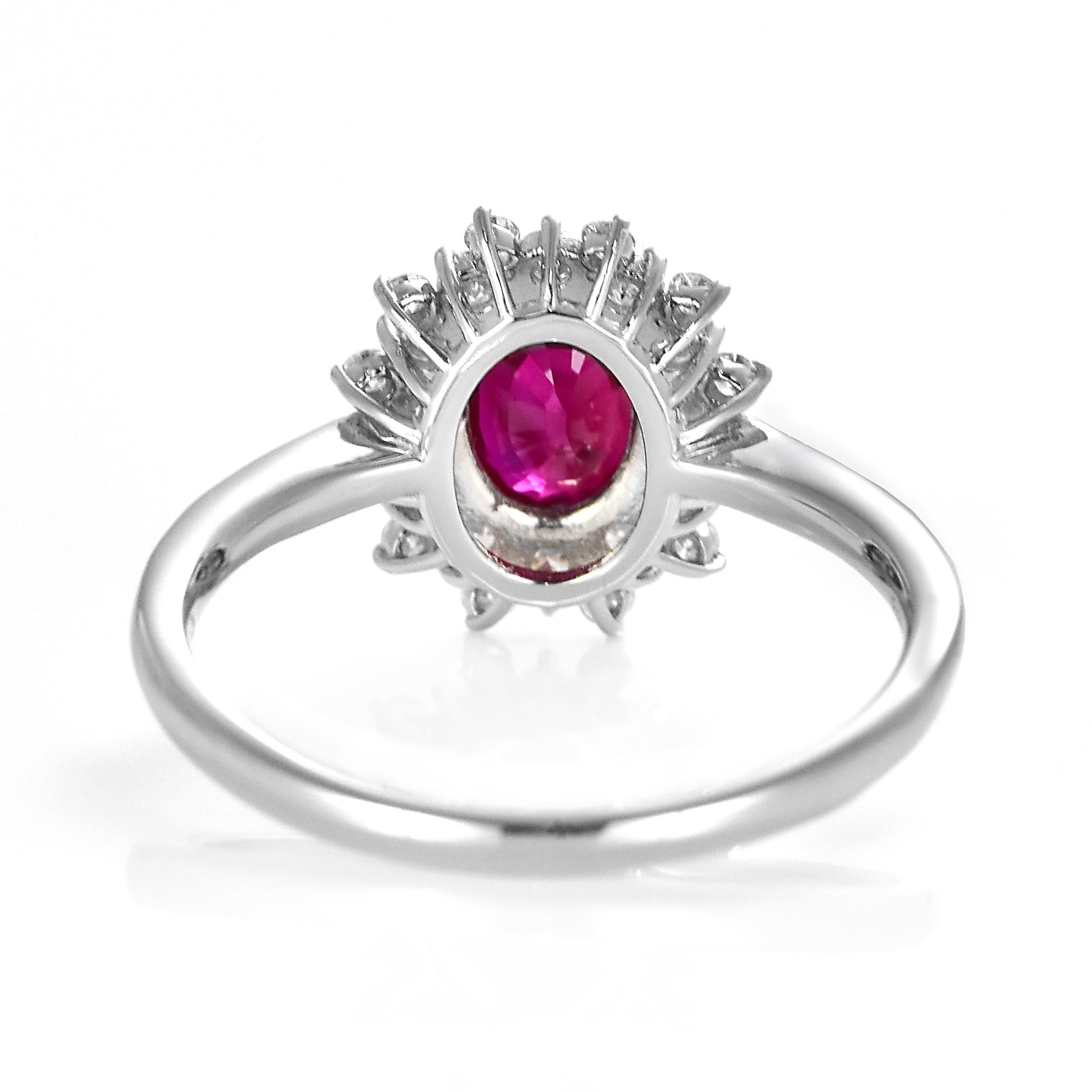 GIA Certified 1.33 Carat Pigeon's Blood Red Burmese Ruby Ring Made in Platinum For Sale 6
